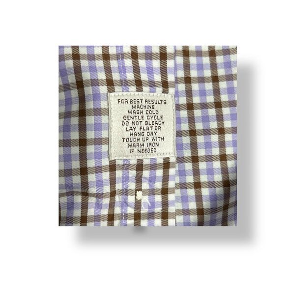 Peter Millar Men's Large Brown Purple Plaid Cotton Long Sleeve Button Down Shirt - Picture 7 of 8